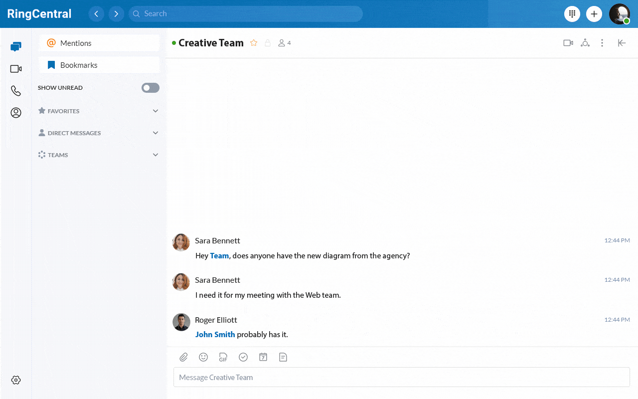 team messaging - RingCentral file sharing