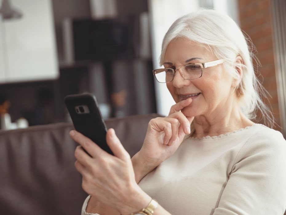 woman looking at a phone