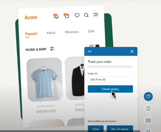 An online shopping experience showing men's clothing.