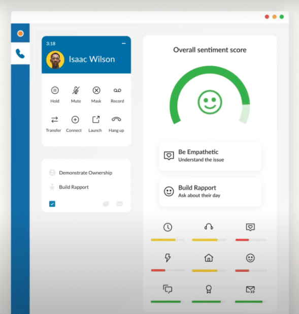 A computer screen showing a smiley face trying to gague how satisfied a customer is after an interaction with a contact center agent.