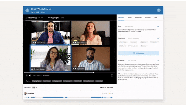Whiteboard playback in Advanced Meeting Insights summary