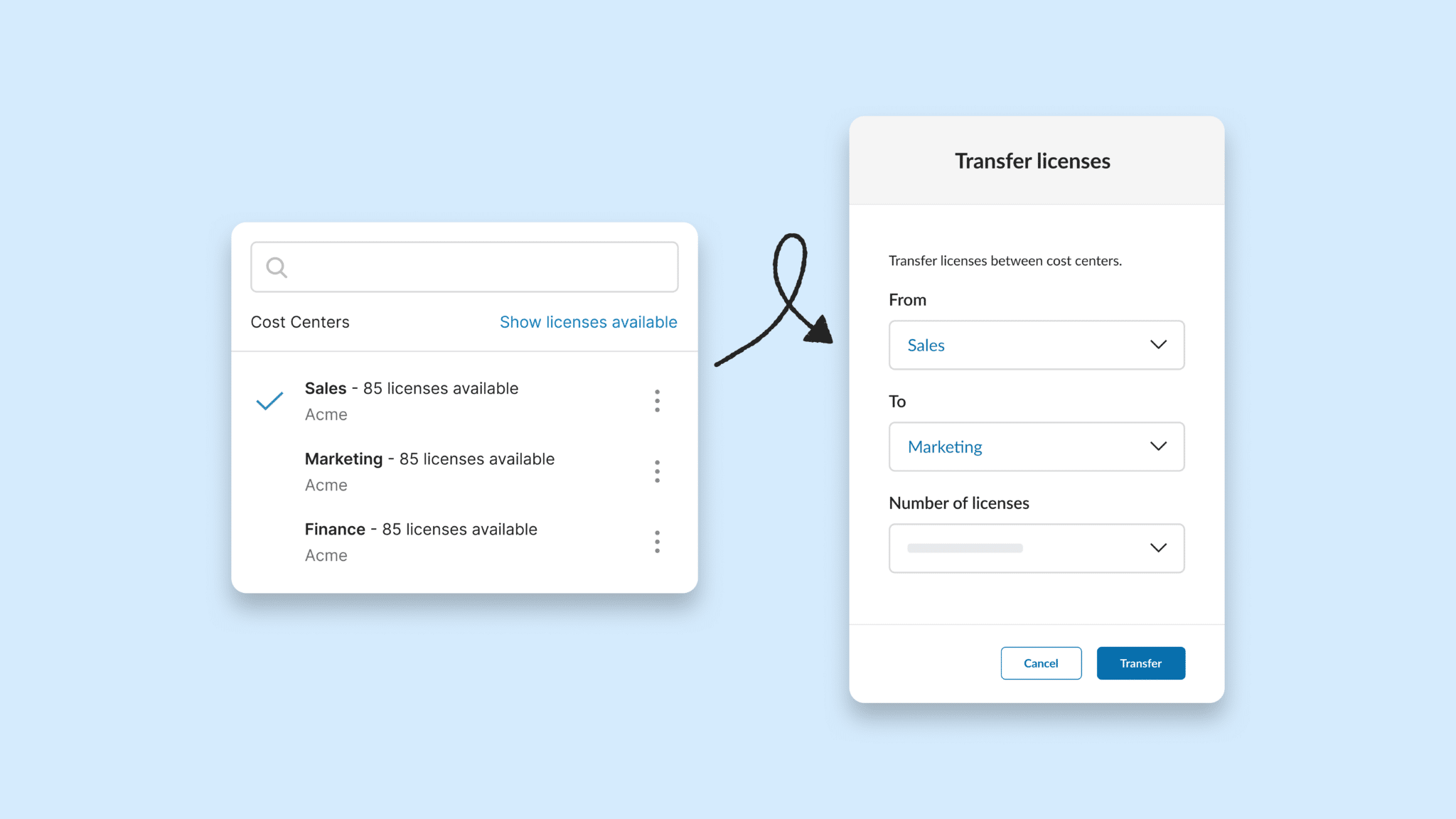 RingCentral: easily transfer licenses