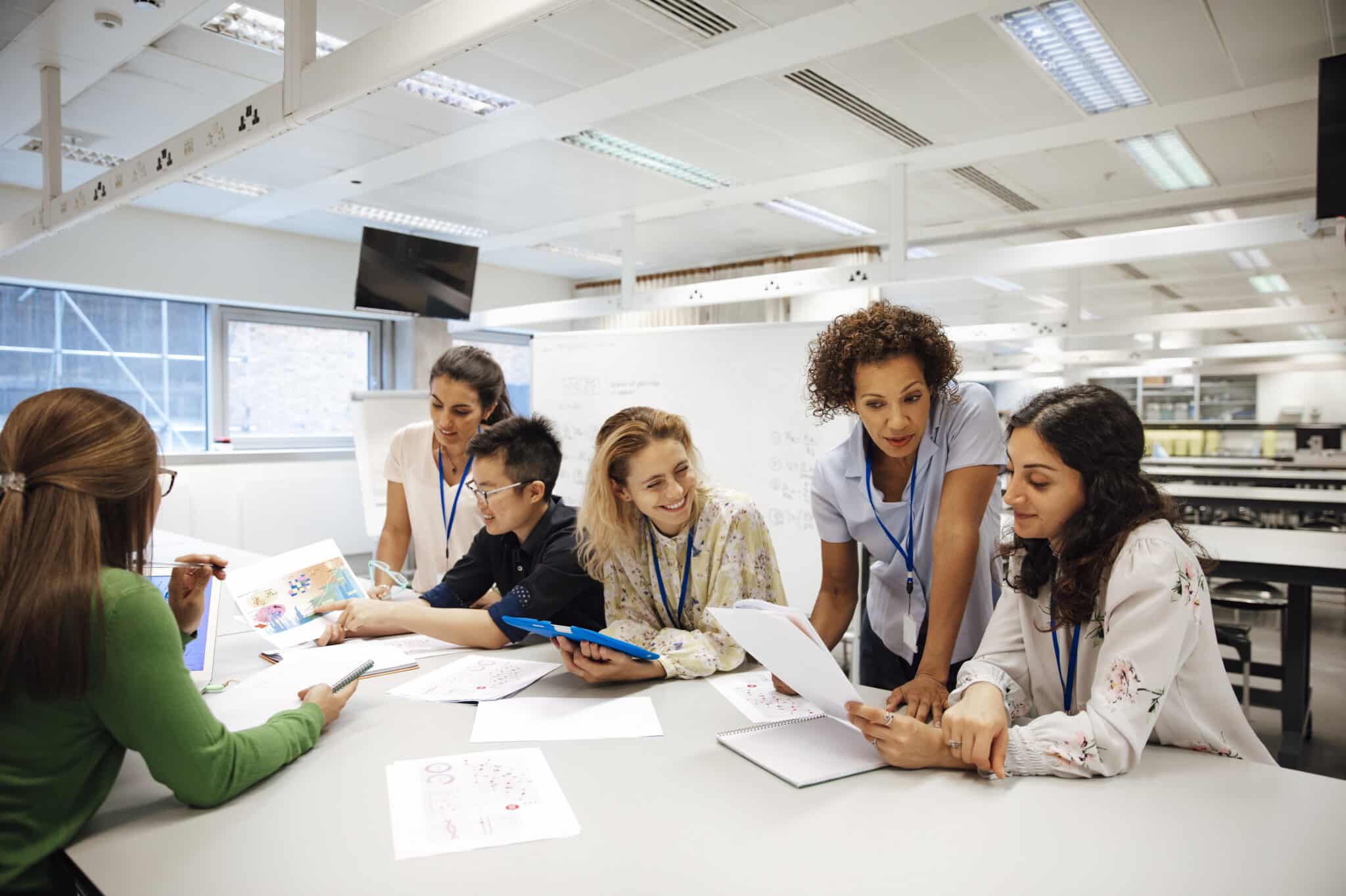 Diverse women collaborating together on a project