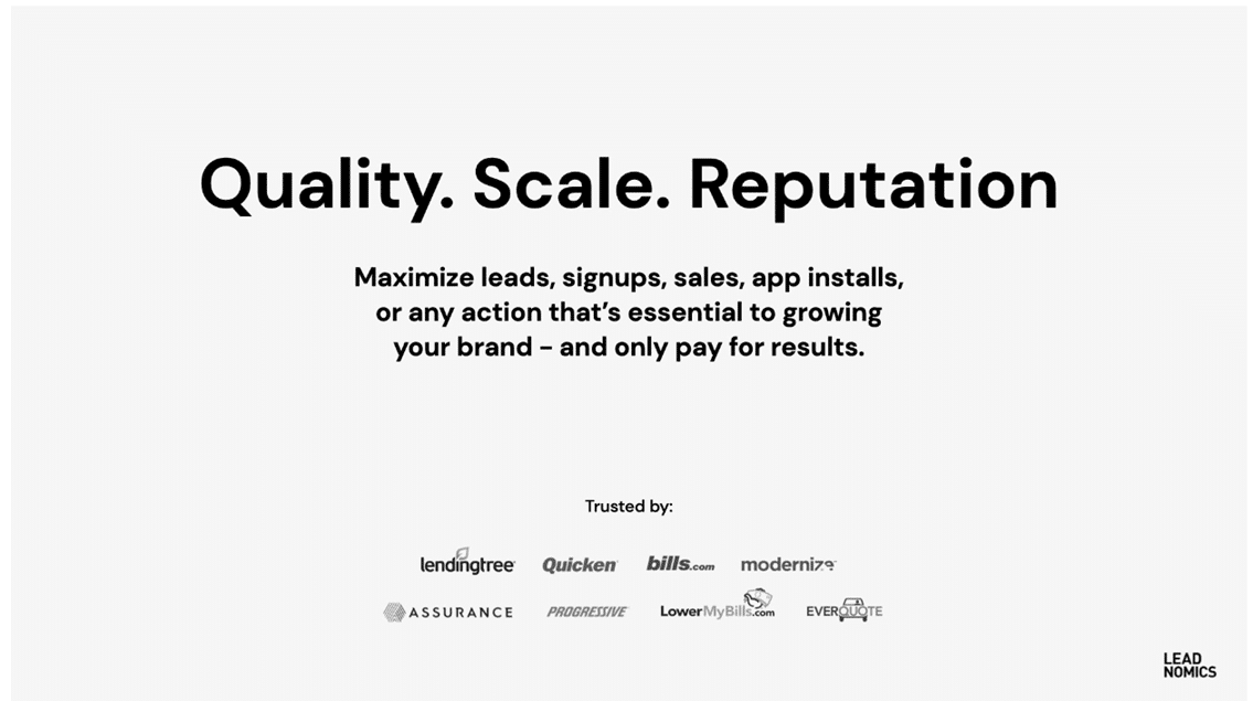 Leadnomics’ sales deck pitch