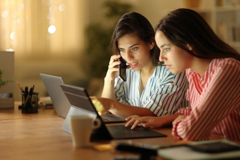 team working together at a desk