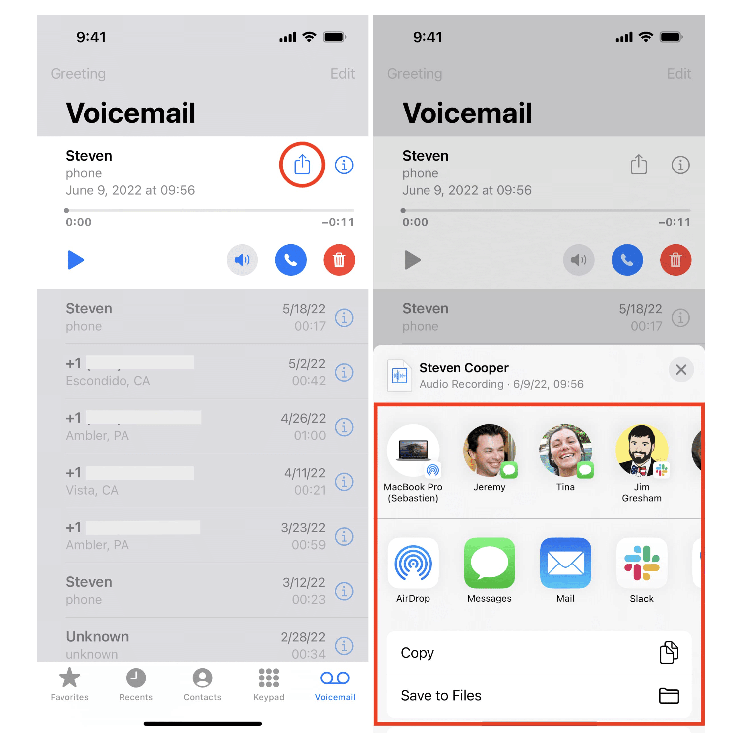 Want to know how to forward a voicemail on your iPhone? You can do it by tapping on the share button.