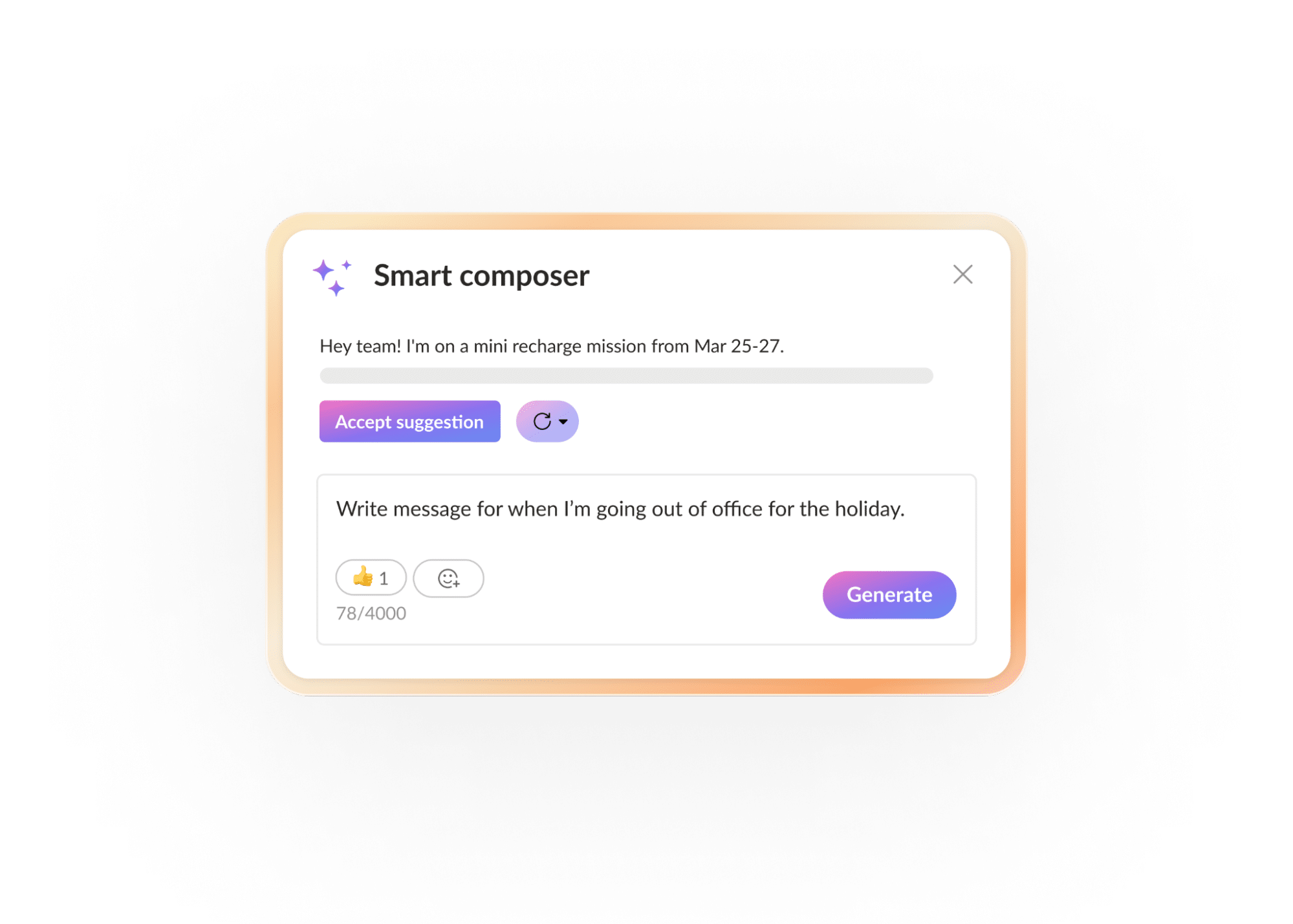 The smart composer is one example of the AI-powered features of the RingEX messenger app