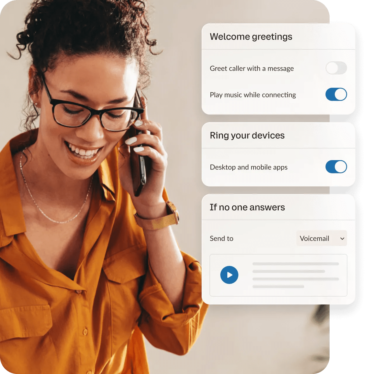 Just some of the call management options RingEX provides as a magicJack alternative; welcome greetings, multiple ring, and call forwarding