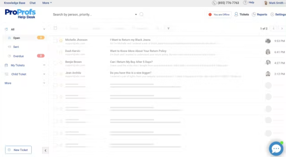 ProProfs Help Desk is customer service ticketing software