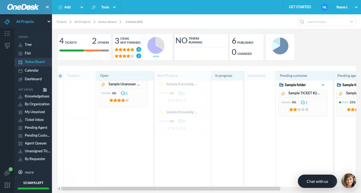 OneDesk is a solution that seeks to combine helpdesk and project management features