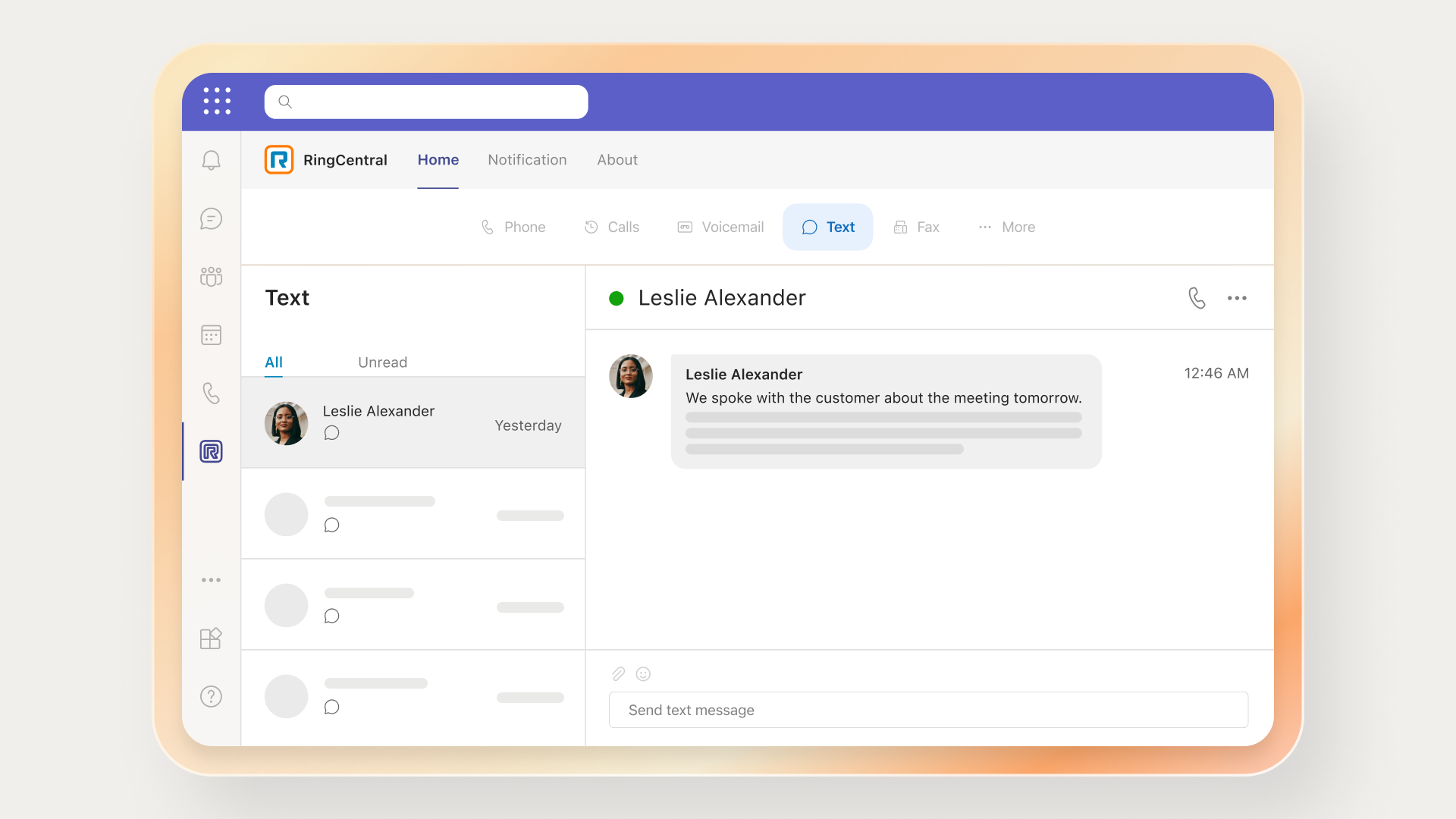 RingCentral SMS for Microsoft Teams